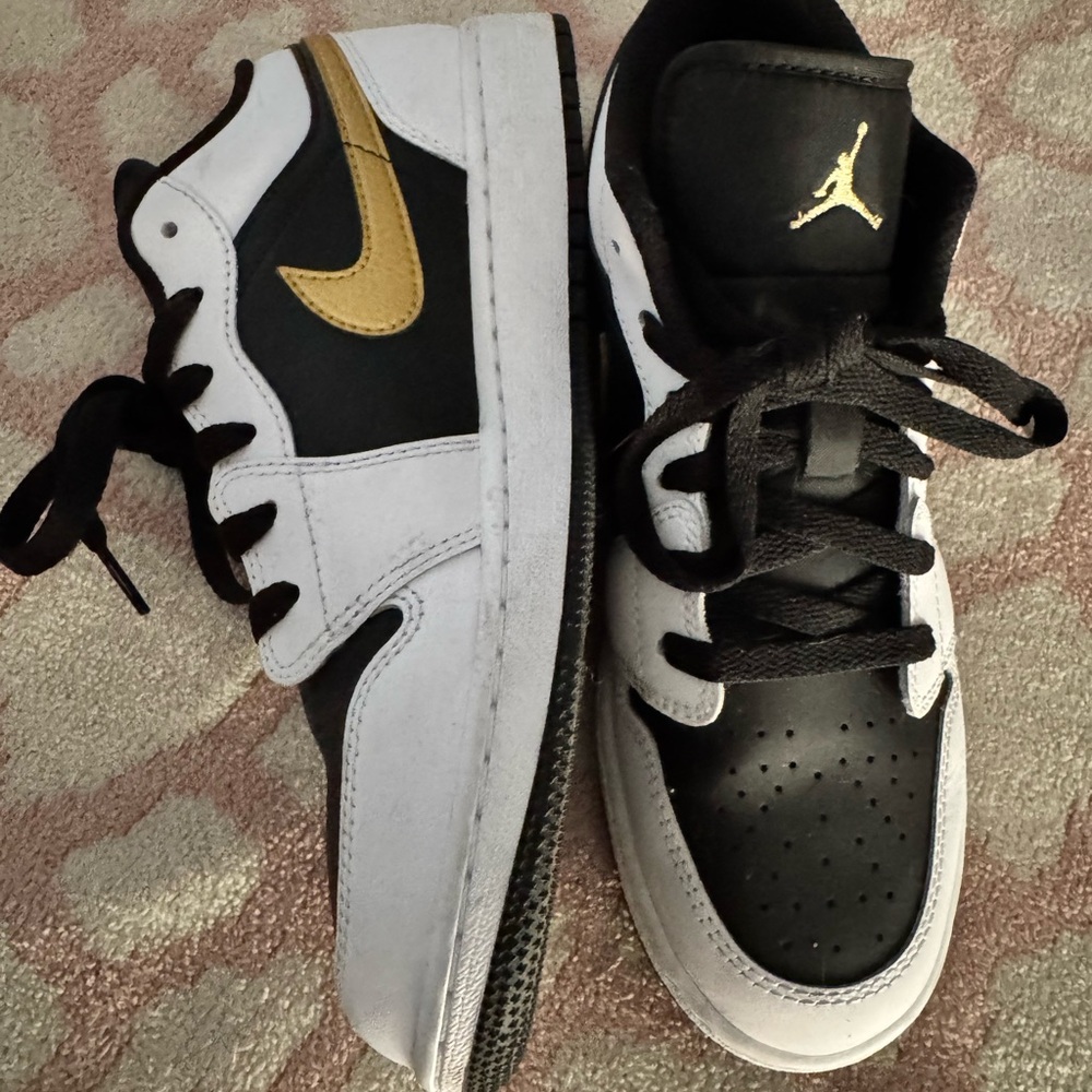 Kids Black and Gold Sneakers